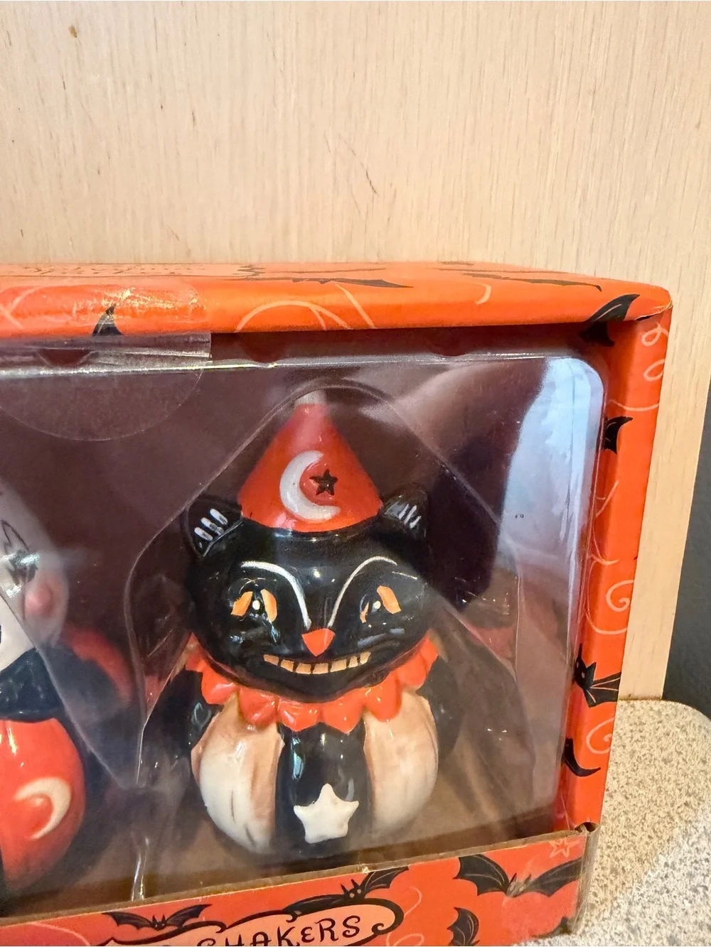New Johanna Parker Halloween Salt & Pepper Shakers Set Gus Ghost Black Cat 4